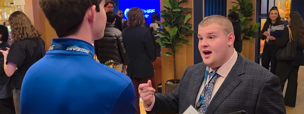 Landen Nelson '28 at the Big East job fair at Madison Square Garden in NYC.