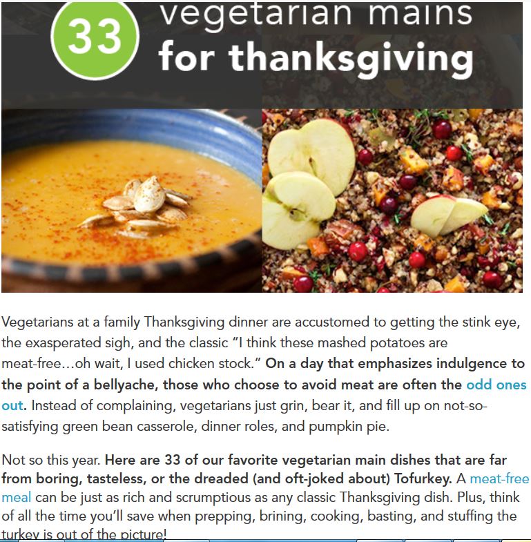 Vegetarian thanksgiving