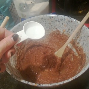 Add one tablespoon of boiling water, stir again, then add the remaining flour mixture and followed by another tablespoon of boiling water, stirring well.