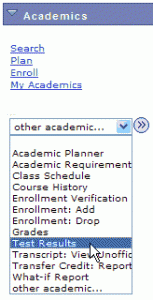 Test Results choice on the Other Academic... dropdown