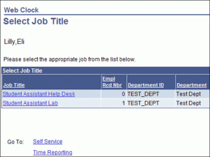 An example of the results display for students who have more than one job. Each job title is a hyperlink