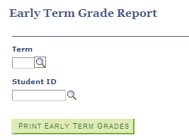 Early term grades search screen