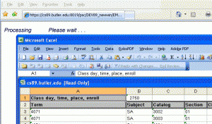 An MS-Excel spreadsheet opened within the Excel application window.