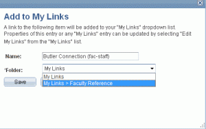 Add to my links options allowing the user to select a folder for a new link