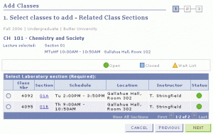 Select related class section