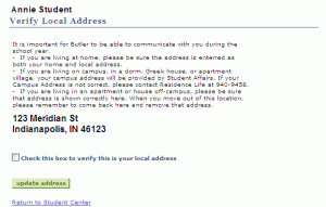 Local address display and checkbox for verification.