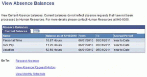 absence balance screenshot