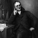 John Dalton at Desk/Engraving of a painting of John Daltonby Photographer Name, used under 