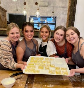 students with fresh pasta