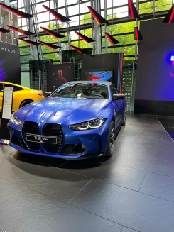 Blue BMW displayed in BMW Museum