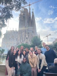 Victory and the Semester in Spain Group posing in front of La Sagrada Familia