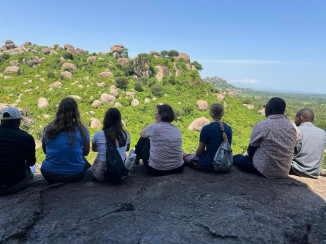 Butler students looking out over mountain