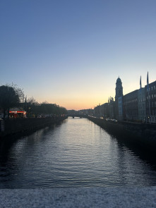 Looking down the River Liffey in Dublin, Ireland