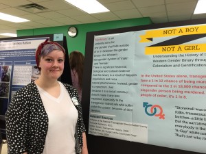 Emma Landwerlen presenting her research at the URC, April 2015.